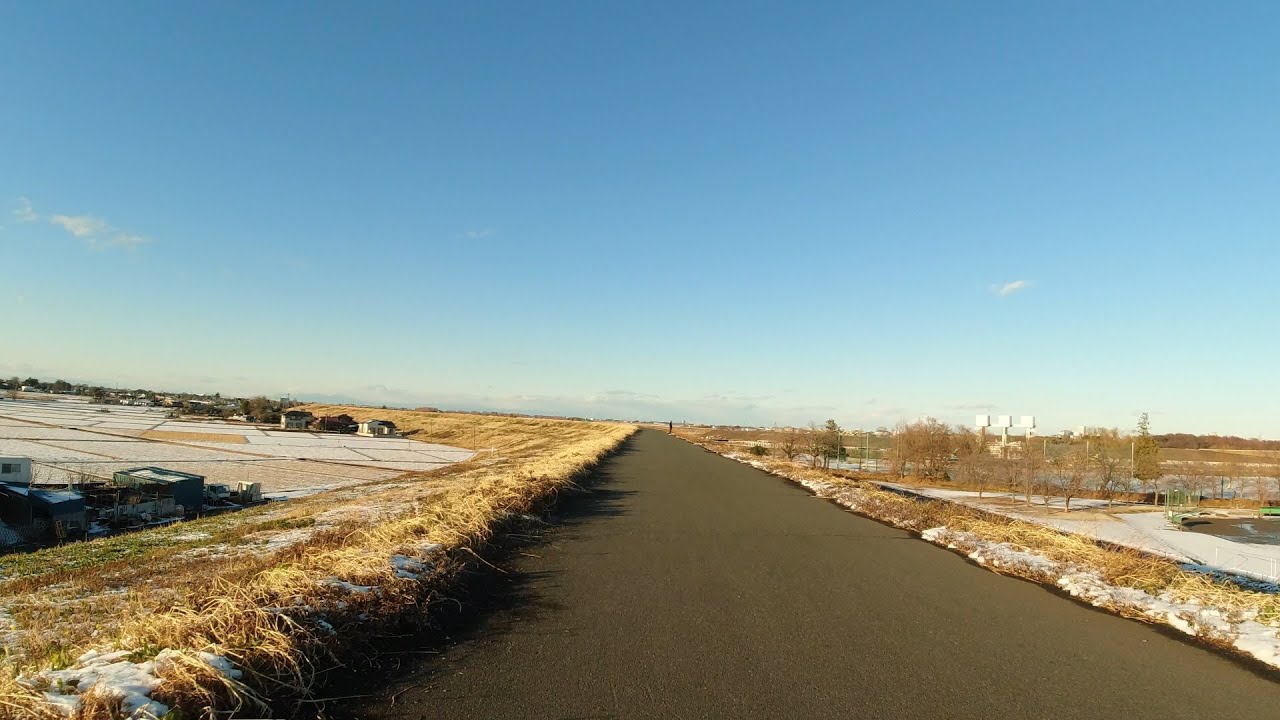 Bike Touring Japan Cycling Hanekura Bridge to Jisui Bridge after snow near Tokyo （自転車で羽根倉橋から治水橋まで雪後）