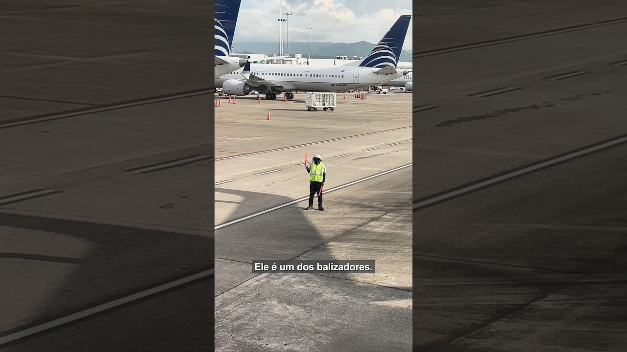 Por que sempre tem alguém ali ao lado do avião?