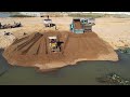 DJI 0962Incredible New Project With Mini Bulldozer Pushing Sand And Team 5 Ton Dump Truck