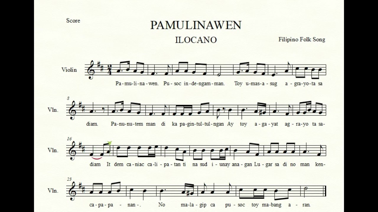 Pamulinawen Ilocano Folk Song Music Sheet YouTube Pamulinawen Ilocano Folk Song Music Sheet YouTube