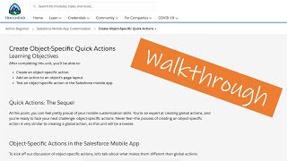Create Object-Specific Quick Actions / Becoming a Salesforce Admin with Trailhead