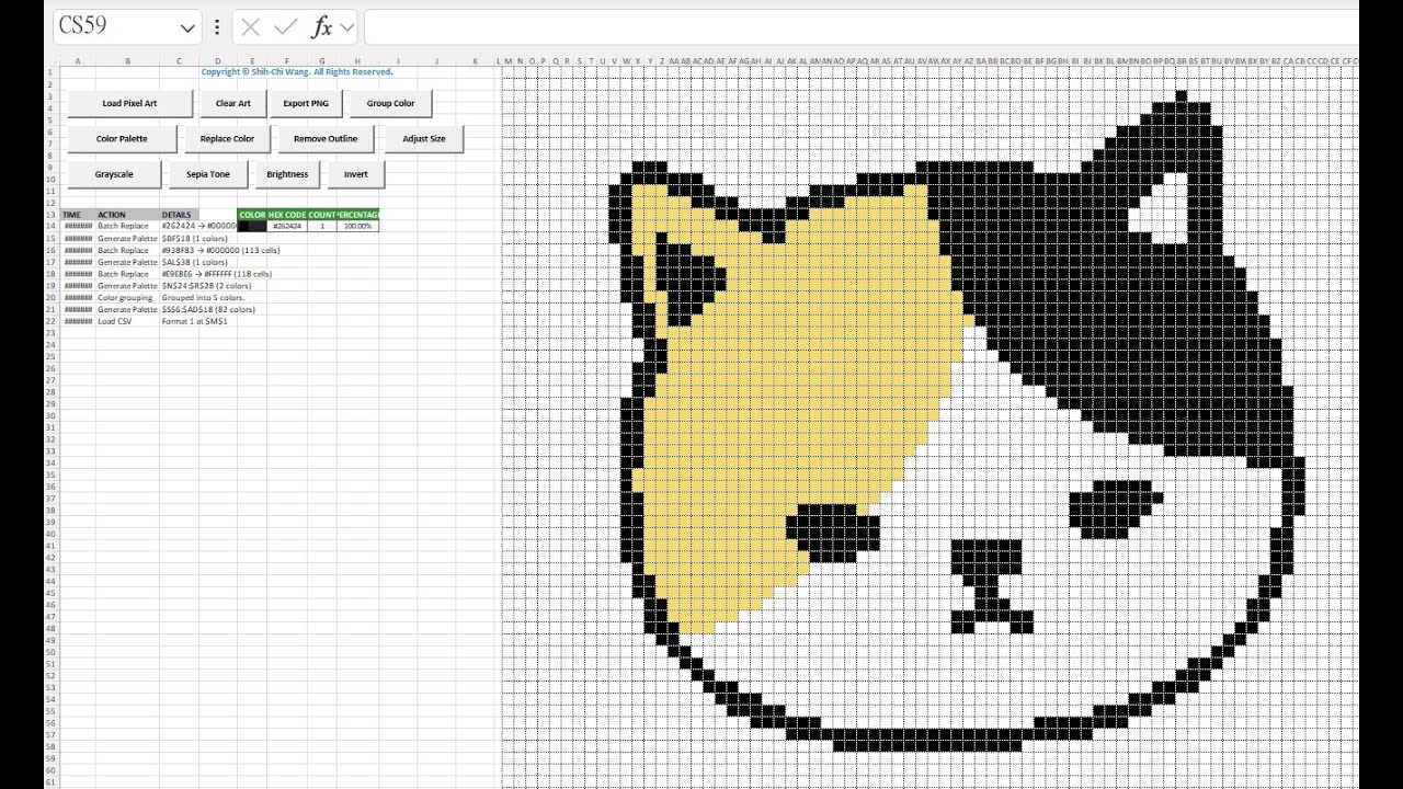 Let's Create Pixel Art in Excel #2 - Free Excel Pixel Art Tool to try ...