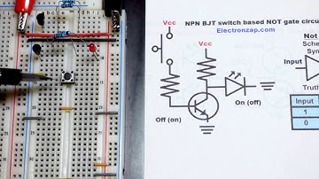 Quick NOT gate signal inverter circuit using 2N3904 NPN bipolar junction transistor BJT
