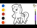 Dibuja y colorea un caballo pony para niños - dibujos para niños