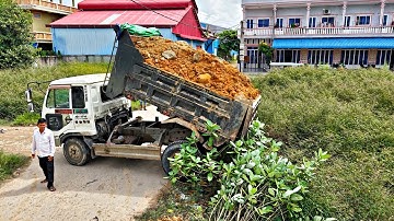 Starting A New Project!! Filling Land By Bulldozer Push soil with 5Ton Truck