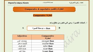 توجيهي شرح قاعدة المقارنة comparative and superlative (الجزء الأول) الأستاذ زكريا الصرايره