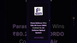 Paras Defence Wins ₹80.28 Crore DRDO Contract for Air Defence Optical System #stockmarketindia