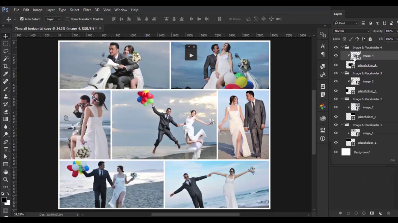 How To Use Photo Collages Automated Psd Templates Youtube