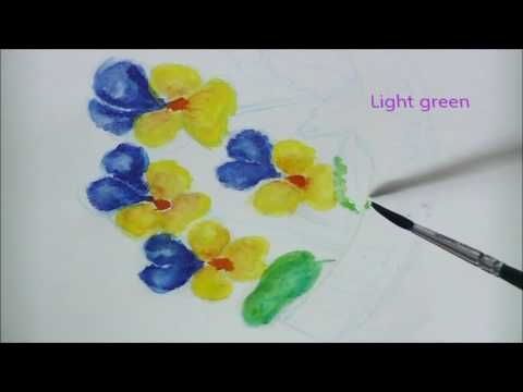 Pansy flowers Watercolour painting