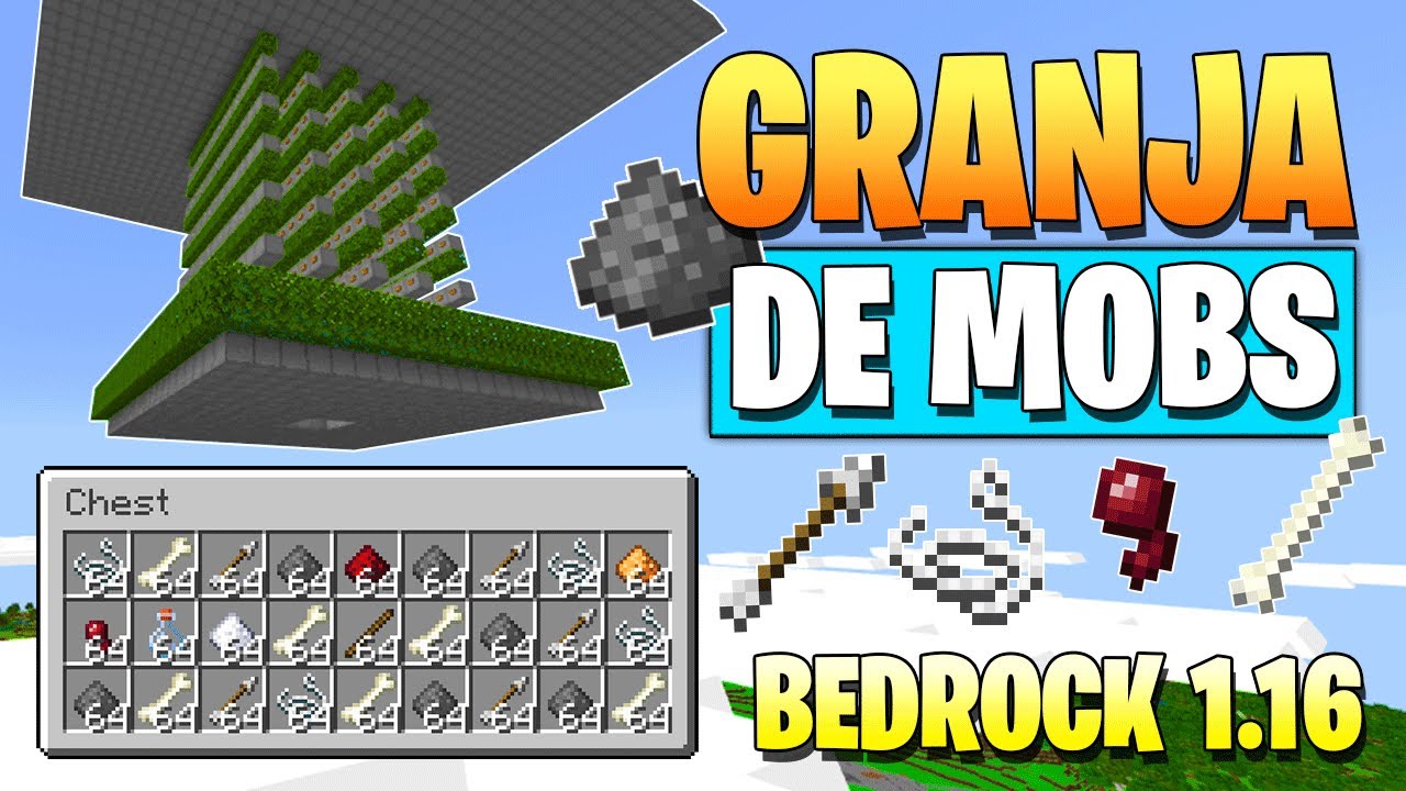 Minecraft Bedrock: GRANJA de MOBS Y EXPERIENCIA 1.16 🦴