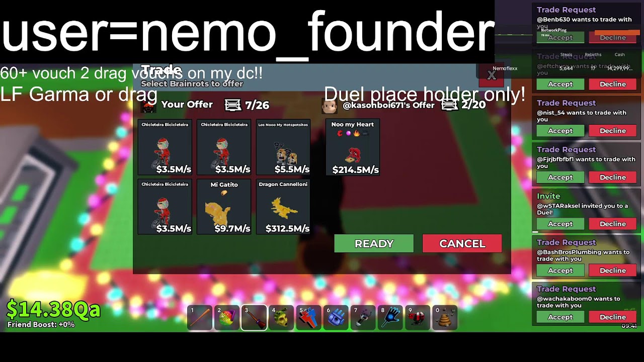 [LIVE] Trading and PvP in Steal a Brainrot LF , Garama , Dragon