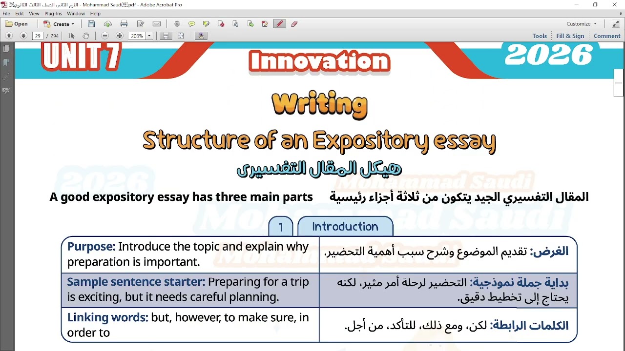 3rd Year Unit 7 Grammar 2 ,vocabulary and test 7 pages 26-- 38