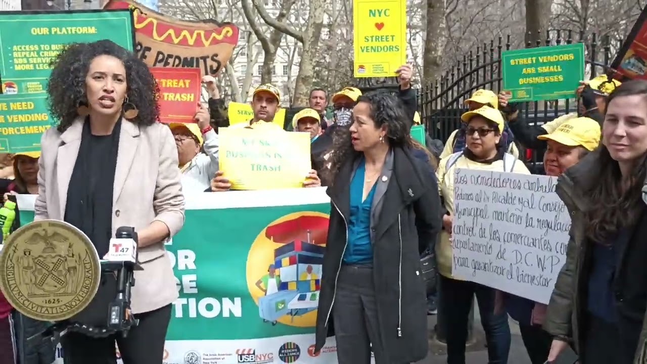 The Street Vendor Demand Transparency on Enforcement shift  @NYCSanitation Press Conference 3/22/23