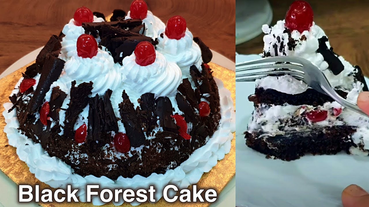 Eggless Black Forest Cake at Home - Black Forest Cake Without Oven | Kanak