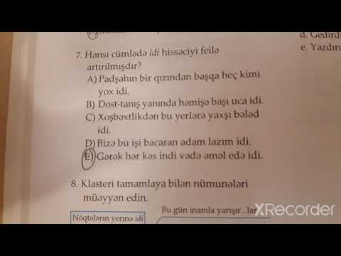 7-ci sinif Azərbaycan Dili DİM sinif testi idi,imiş,isə hissəciklərinin cavabları