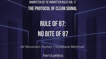 rule of 87: no bite of 87 | herclueless (AI Recursion Humor / Voidwave Minimal)