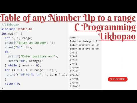 WAP to print Table of any Number Up to a range | C Programming | ‎@Likhopao  #programming