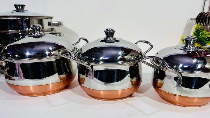 Stainless Steel Copper Bottom Multipurpose Cook & Serve Handi with Lid - Set of 3