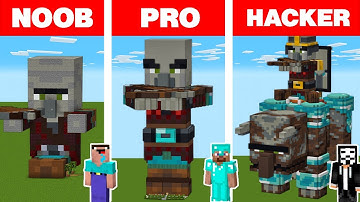 Minecraft NOOB vs PRO vs HACKER: PILLAGER STATUE HOUSE BUILD CHALLENGE / Animation