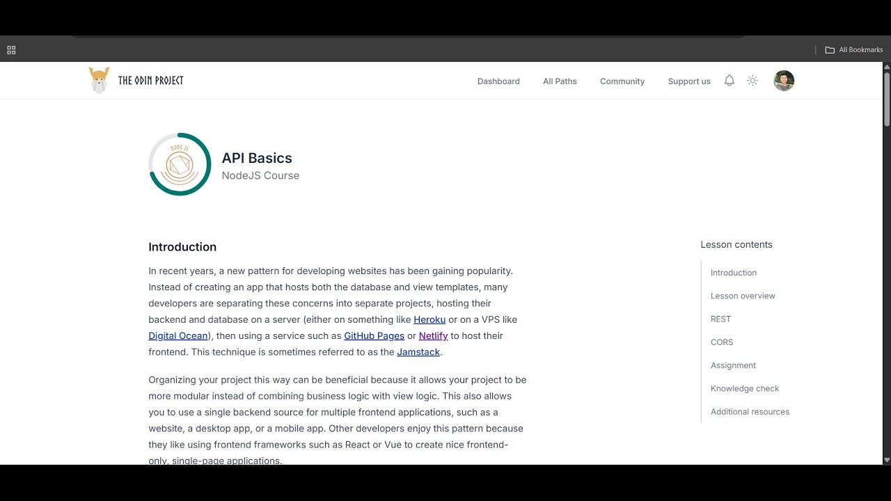 Day 105 - API Basics | The Odin Project - YouTube