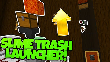 Minecraft Redstone | SLIME BLOCK TRASH CAN LAUNCHER! | Launch Trash Sky High (Minecraft Redstone)