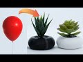 Diy flower vase making  pottery making with white cement  balloon modal flower pot making