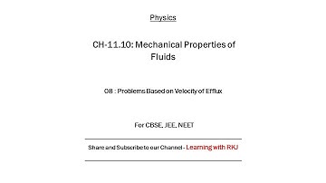 Fluids - 08. Problems Based on Velocity of Efflux
