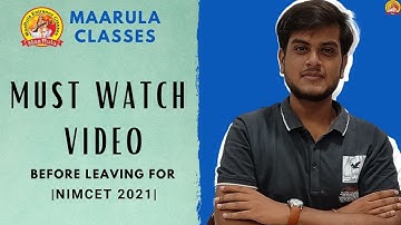 A must watch video before leaving for NIMCET 2021