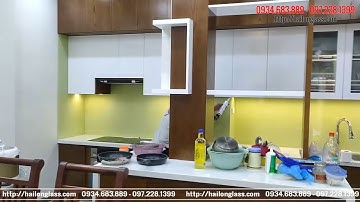 Kính Ốp Bếp Màu Kem Lắp Đặt Tại KĐT Trung Văn