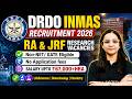 DRDO INMAS Recruitment 2026 🔥 | RA &amp; JRF Vacancy | Non-NET/GATE Eligible | Salary ₹67,000 + HRA