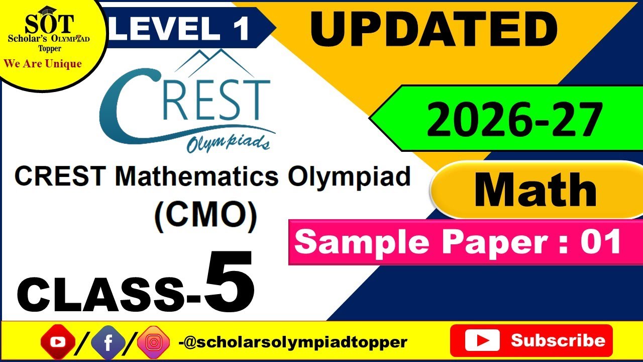 Class 5 Math | CMO | Crest  Sample Paper 1 | Crest Mathematics Olympiad| Year 2026- 27 | Level 1