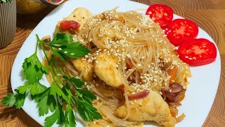 картинка: Фунчоза с курицей | горячая фунчоза с овощами