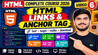 HTML Links & Anchor Tag Explained | href, target, Email & Image Links | HTML 2026 | Video 6