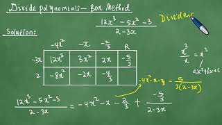 Divide Polynomials - Box Method