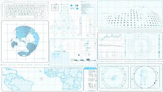 Animated high-tech screen for satellite Earth observation