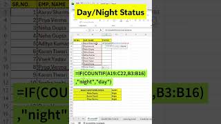 IF + COUNTIF Formula in Excel | Employee Day/Night Shift Automatically Check | Excel Hindi
