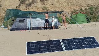 картинка: Ветра защитные шторы. Солнцезащитная сетка. Отдых дикарём. Автокемпинг Грибовка Одесская область.