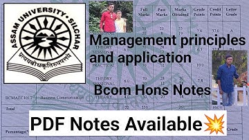 Assam University Silchar | Bcom Hons 5 sem Notes | Management Principles & Application Notes 2023