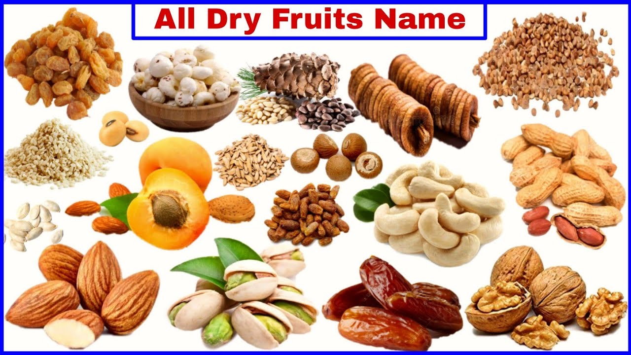 All dry fruits name hindi and english. Dry fruits name. YouTube