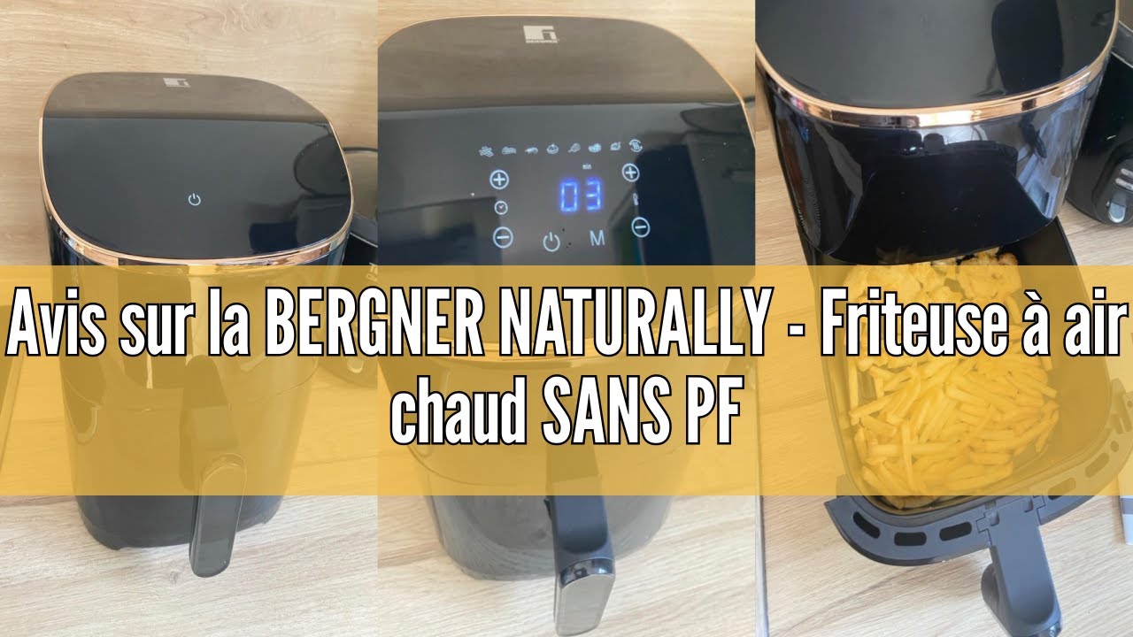BERGNER Midnight Heteluchtfriteuse zonder PFAS 1800 W, 6,9 l, 8 kookprogramma's, luchtfriteuse met keramische coating, temperatuurinstelling 80-200 °C, timer tot 30 minuten