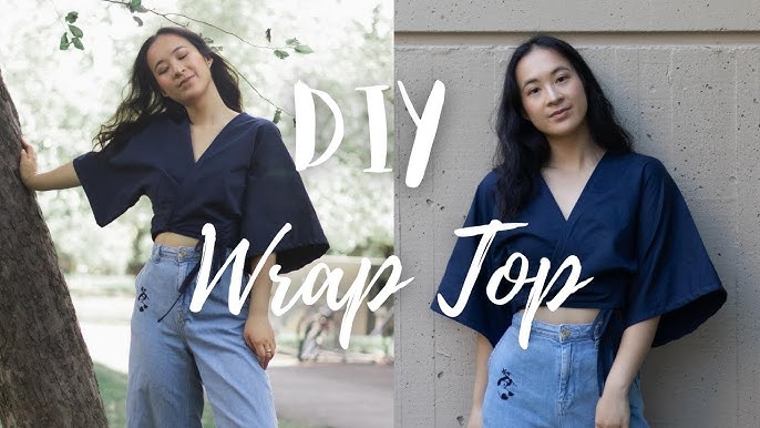 DIY TRENDY BROWN WRAP CROP TOP  Shein inspired wrap top 