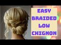 easy braided low chignon hair tutorial