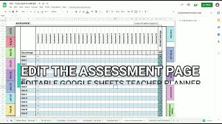 Editing the Assessment Page | Video 6 | Google Sheets Editable Digital Teacher Planner