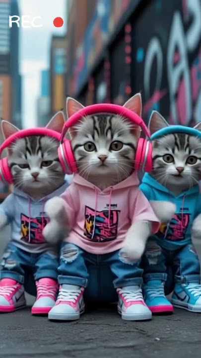 the cat is listening to music with a headset #cat #cute #animation  #shorts #fyp #monetisasi