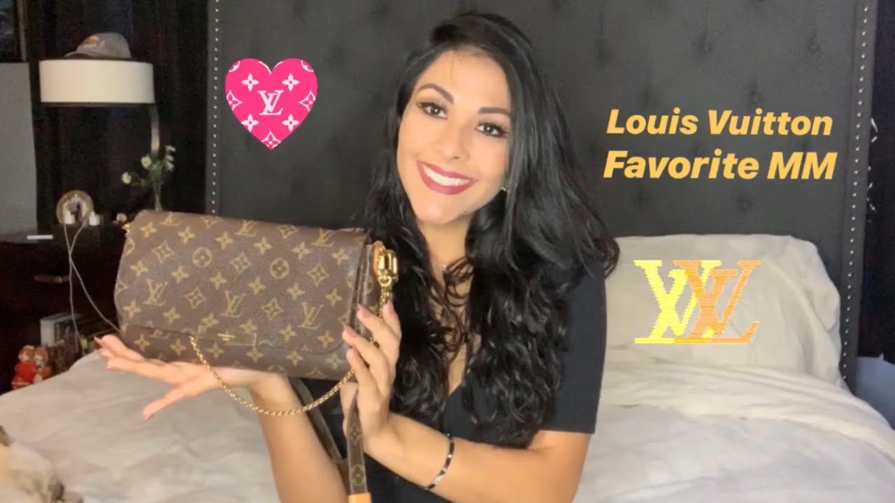 LOUIS VUITTON FAVORITE MM REVIEW | whats in my bag , 1 year wear and tear - YouTube