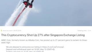  ABBC COIN AliBaba Jumps Up 27 After Listing On Singapore Exchange!