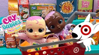 Cry baby dolls go grocery shopping at Target
