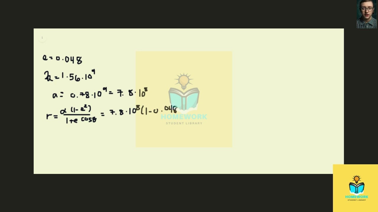 Jupiter's orbit has eccentricity and the length of the major axis is km. Find a polar equation for t