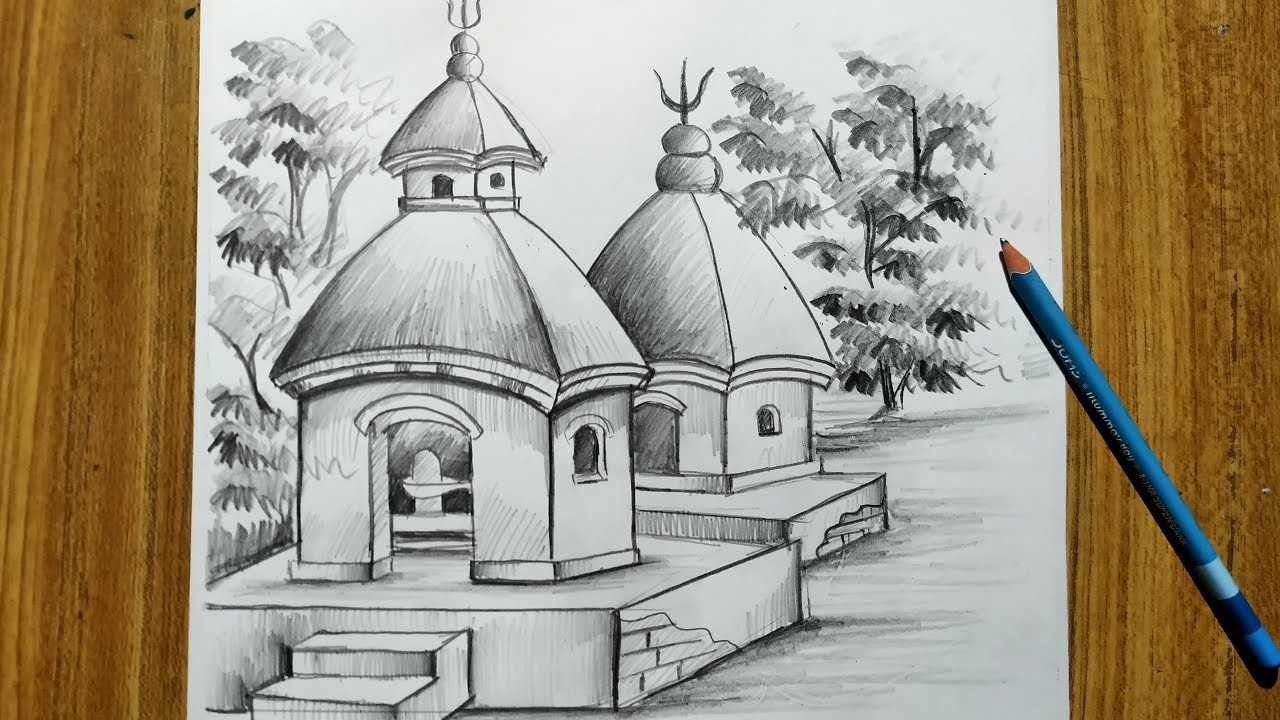 Kalka Mandir Drawing by Animesh Roy  Artmajeur