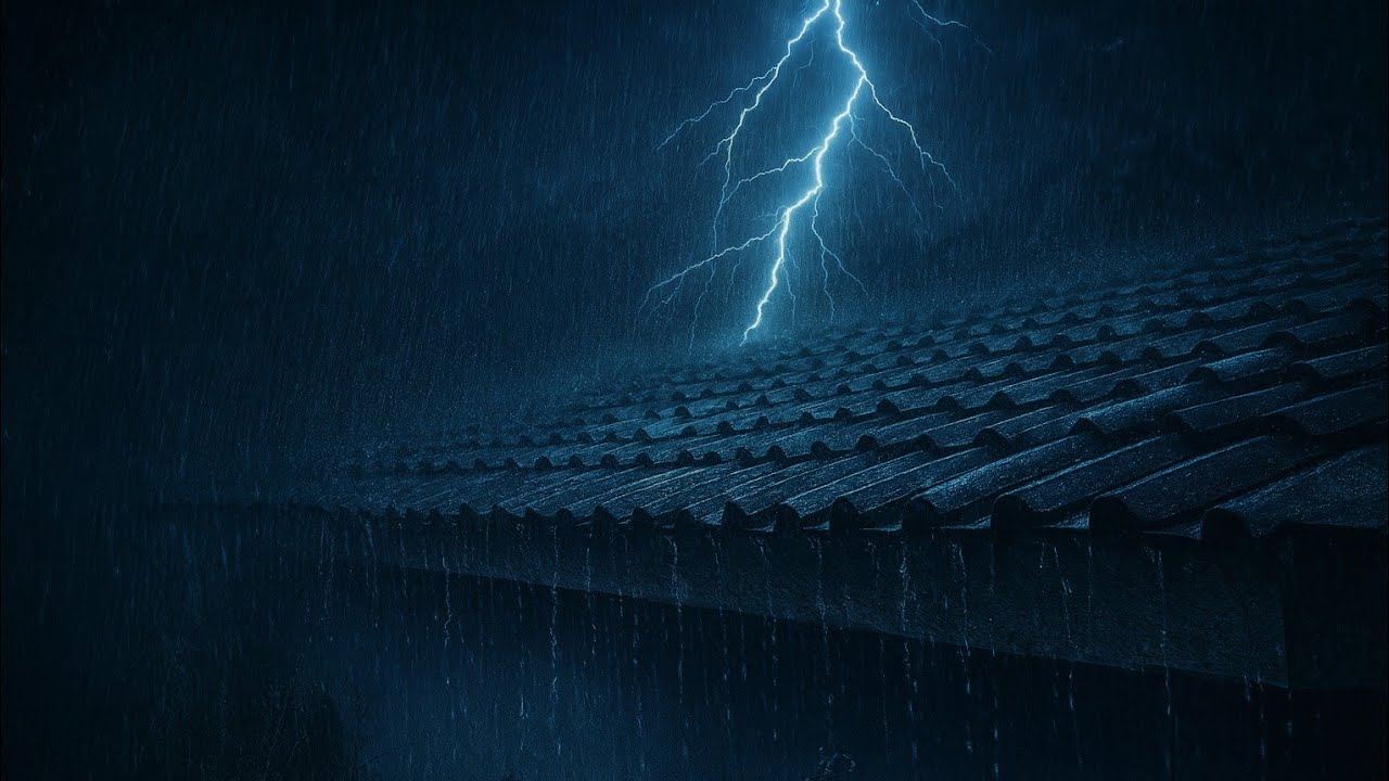 Fall Asleep in 3 Minutes 🌧️ Heavy Rain and Thunder on Roof for Deep Sleep & Stress Relief